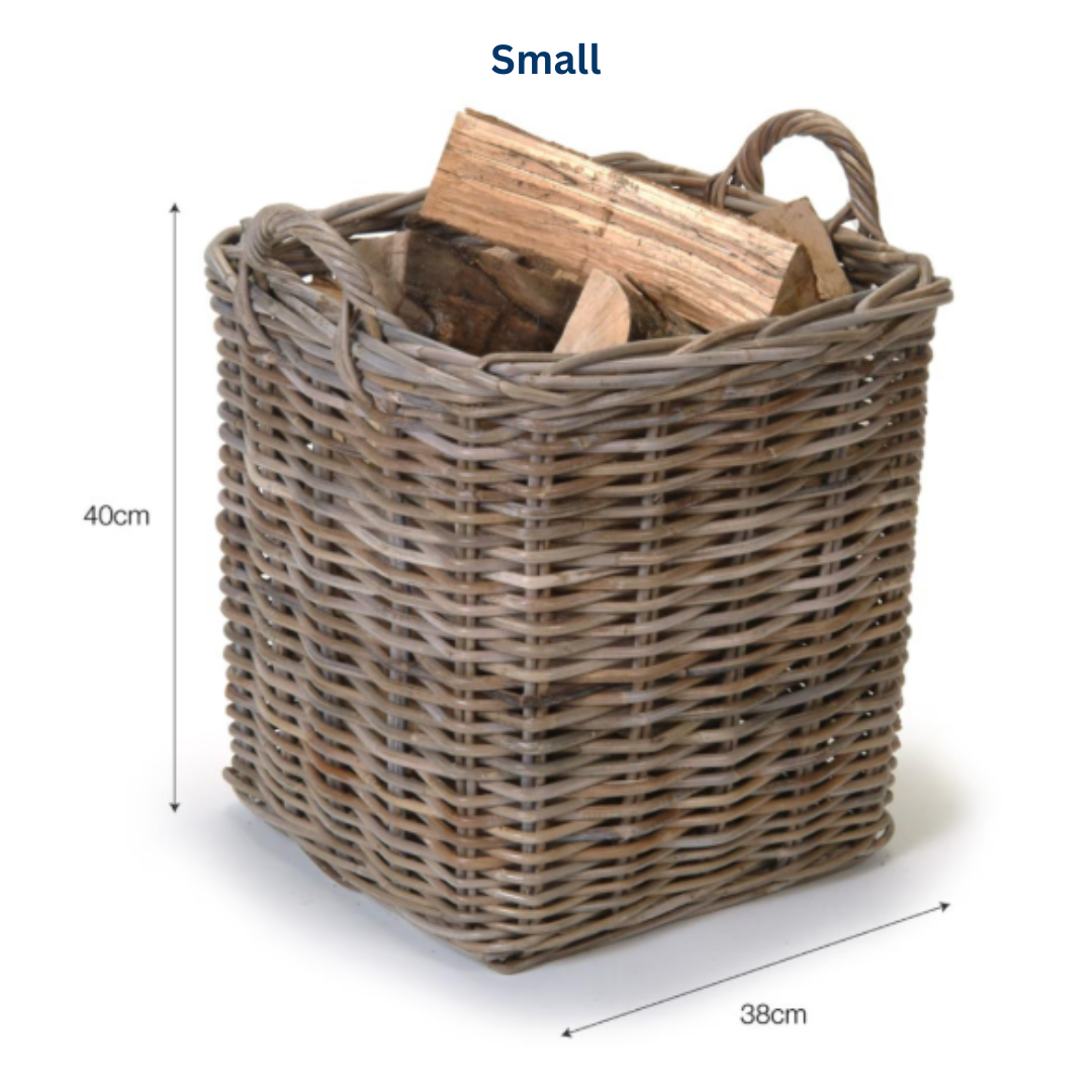 Rattan Square Log Basket in 2 Sizes