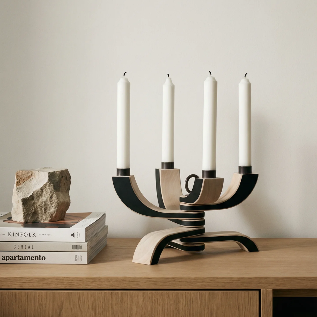 Foldable Four Arm Candle Holder in 2 Colours