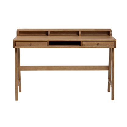 Contemporary Oak Desk with Shelves &amp; Drawers