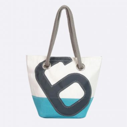 Recycled Sail Handbag in Turquoise &amp; Charcoal 6