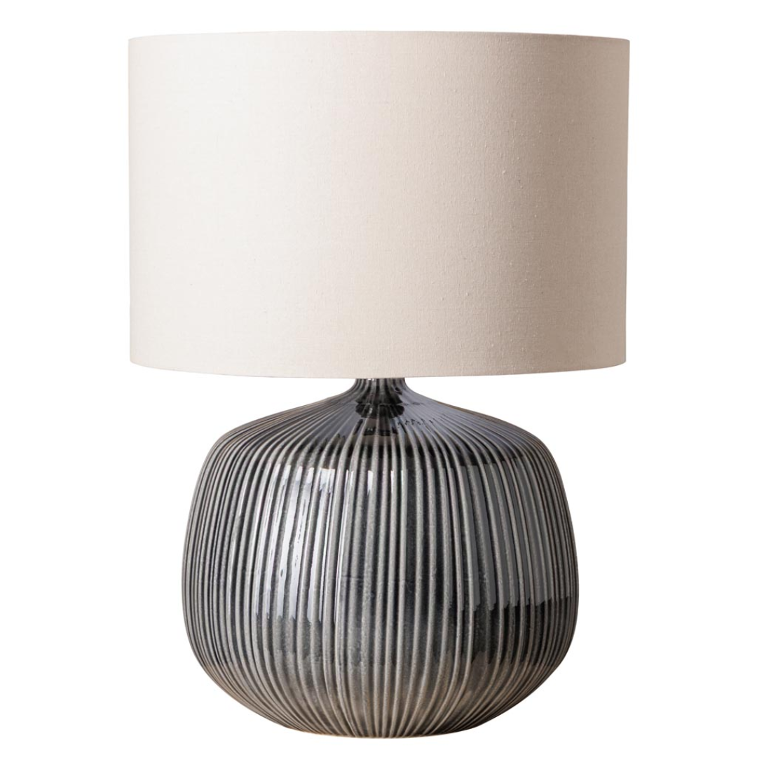 Grey Ribbed Table Lamp in 2 Sizes