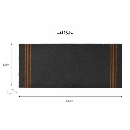 Charcoal Coir Doormat with Three Stripes - 3 sizes