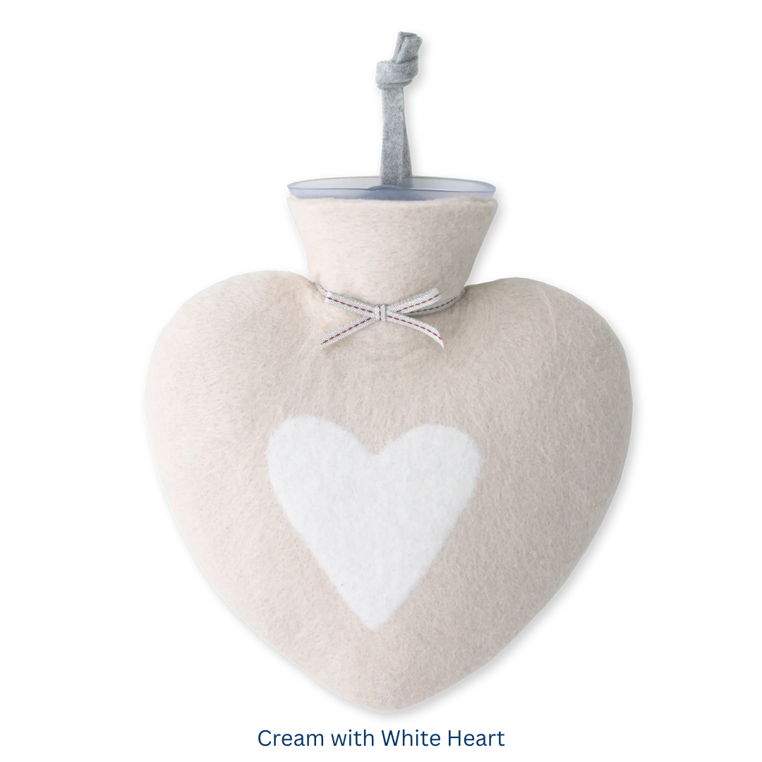 Soft Neutral Heart Hot Water Bottle in 5 Colours