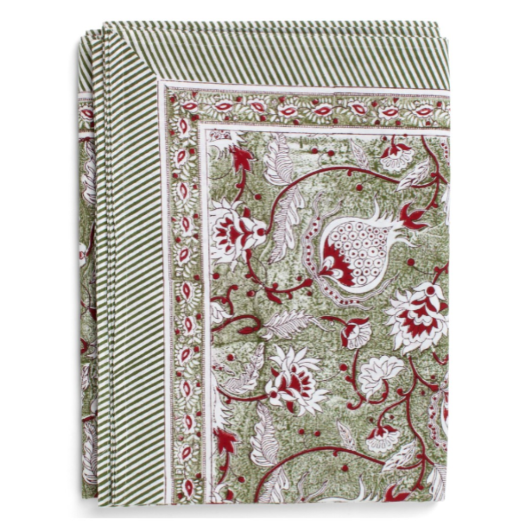 Green Pomegranate Tablecloth in 2 Sizes