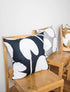 Linen Water Lilies Cushion in Dark Blue