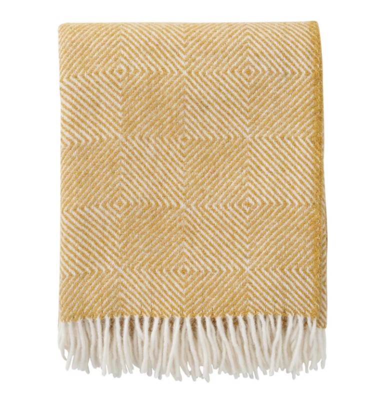 Recycled and Organic Lambswool Throw in Yellow