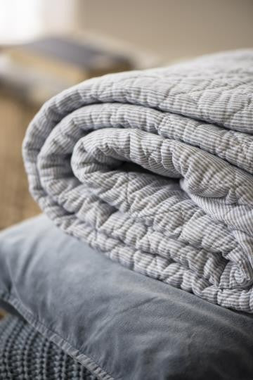 White and Grey Striped Quilt