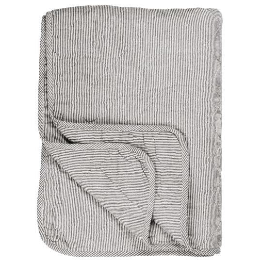White and Grey Striped Quilt