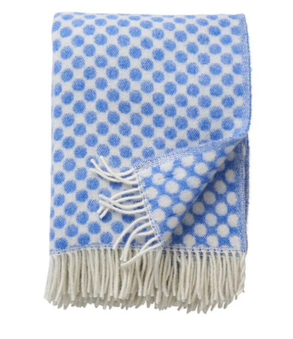 Wool Dot Throw in Blue