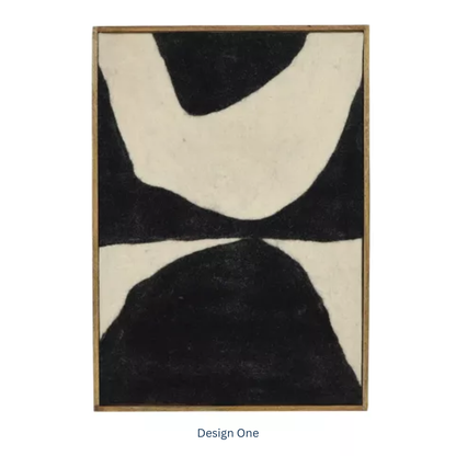 Abstract Wool Wall Art Black &amp; White in 2 Designs