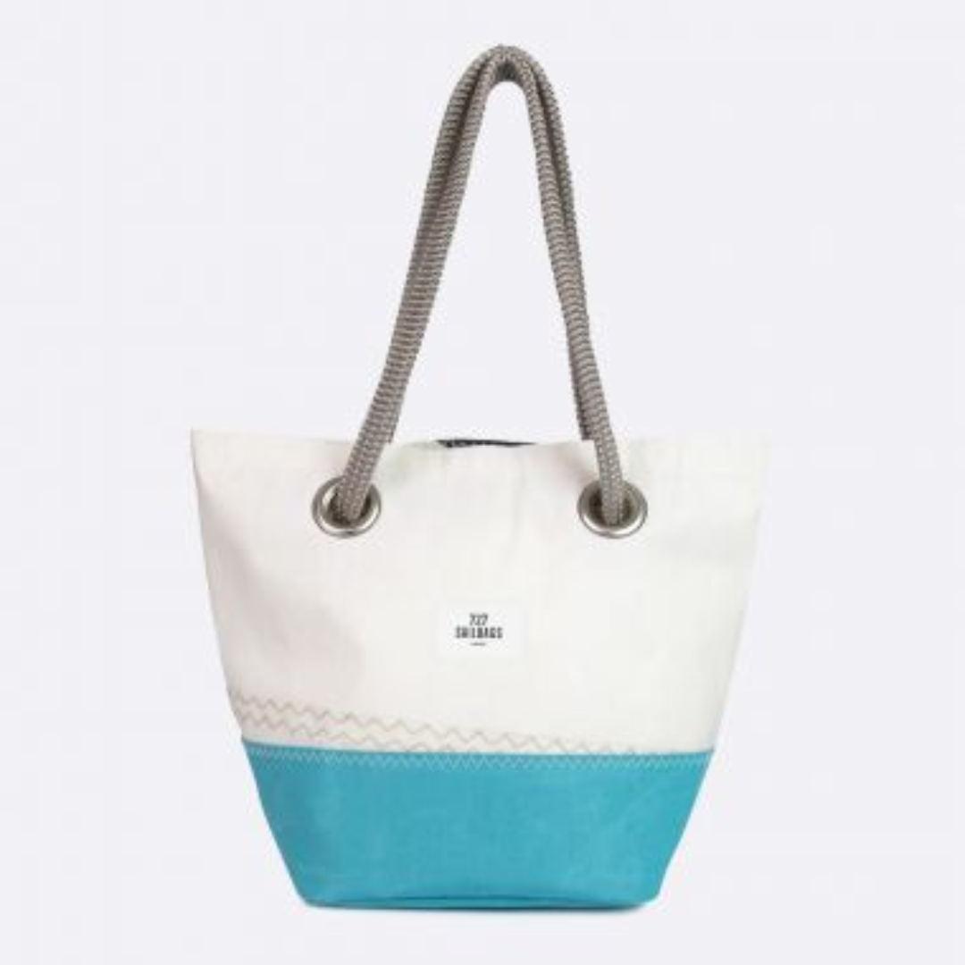 Recycled Sail Handbag in Turquoise &amp; Charcoal 6