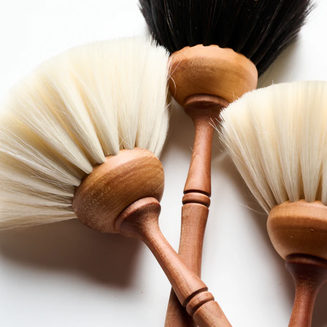 Small Light Goat Hair Dust Brush with Black Dot
