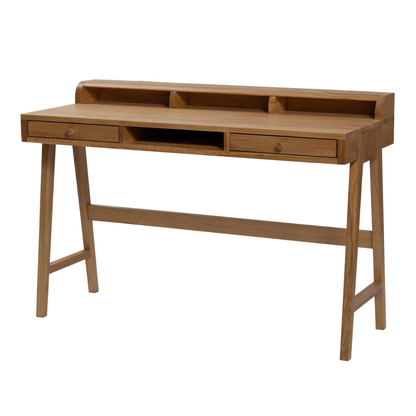 Contemporary Oak Desk with Shelves &amp; Drawers