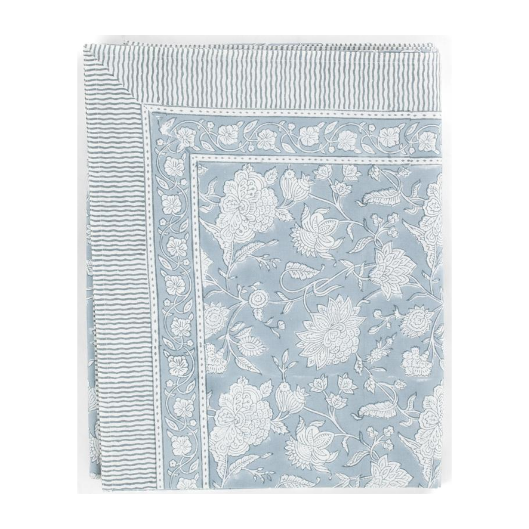 Dusty Blue Indian Rose Tablecloth in 2 Sizes