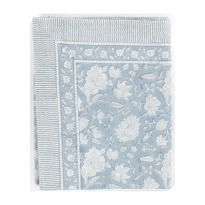 Dusty Blue Indian Rose Tablecloth in 2 Sizes