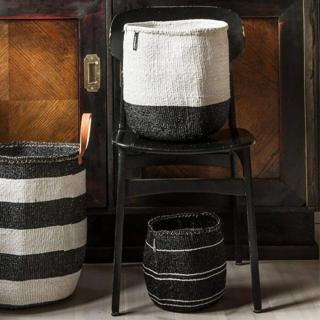 Kiondo Basket 5 White Stripes on Black - Small