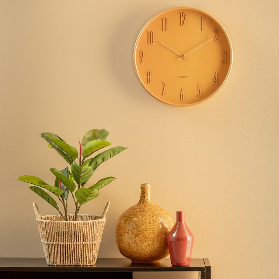 Wall Clock in Ochre Yellow