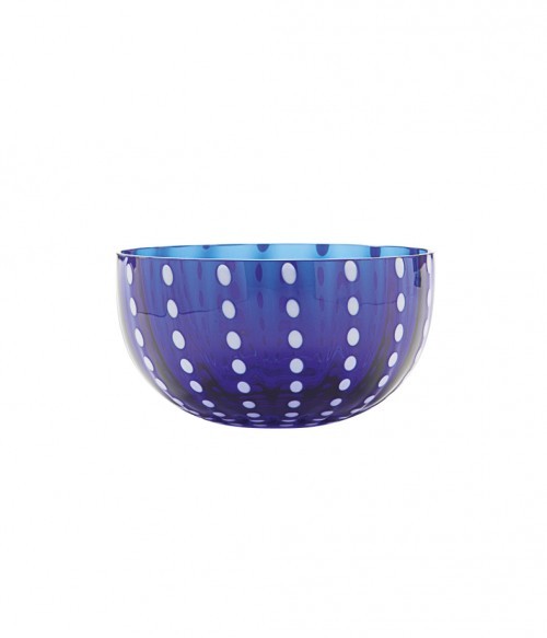 Glass Bowl in Blue with Dot Pattern