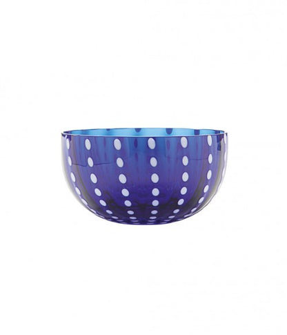 Glass Bowl in Blue with Dot Pattern