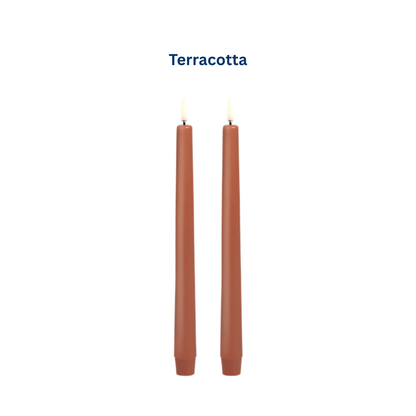 Small Smooth Slim Taper Candles 25cm in 8 Colours