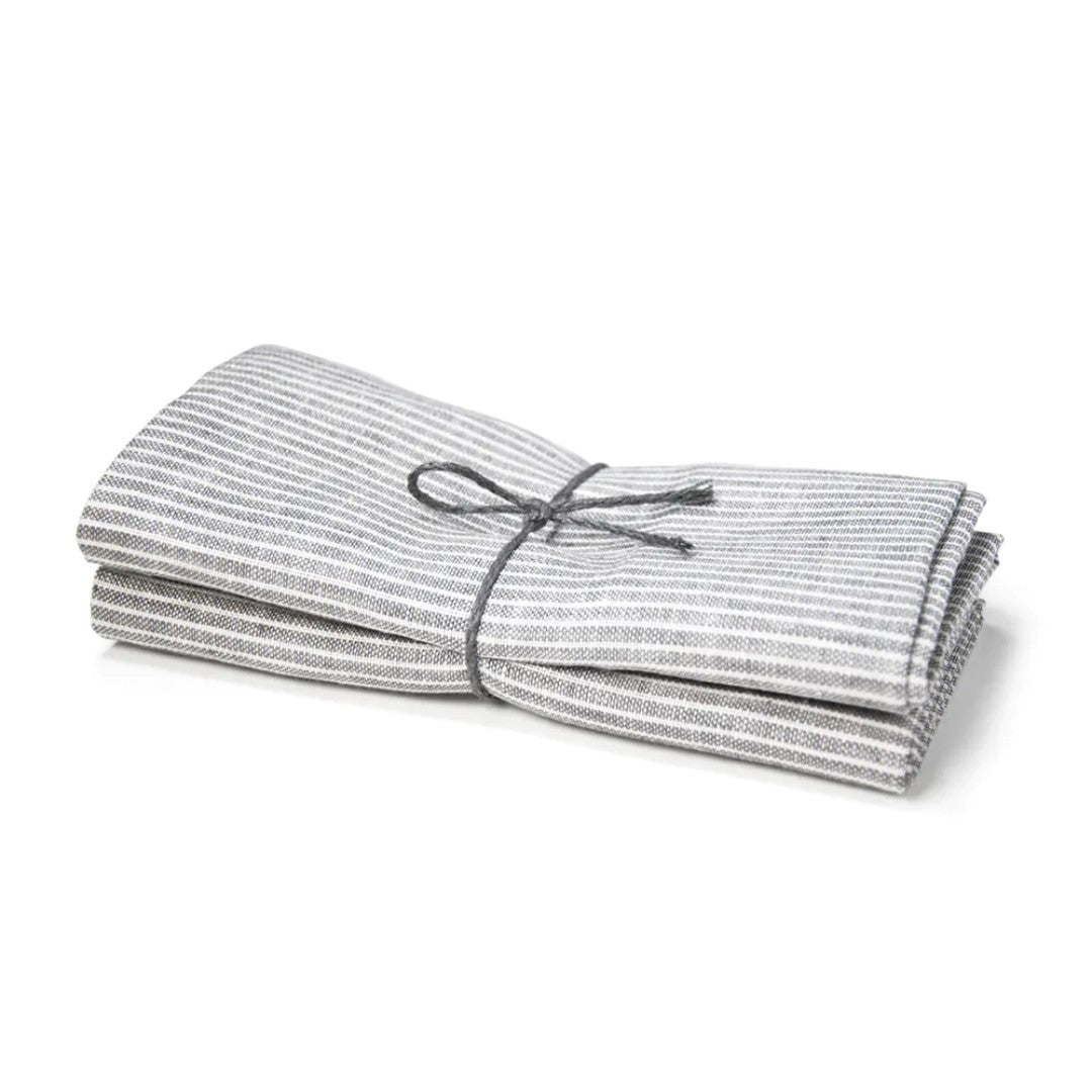 Tea Towel in Grey Pinstriped - Pack of Two