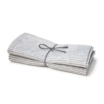 Tea Towel in Grey Pinstriped - Pack of Two