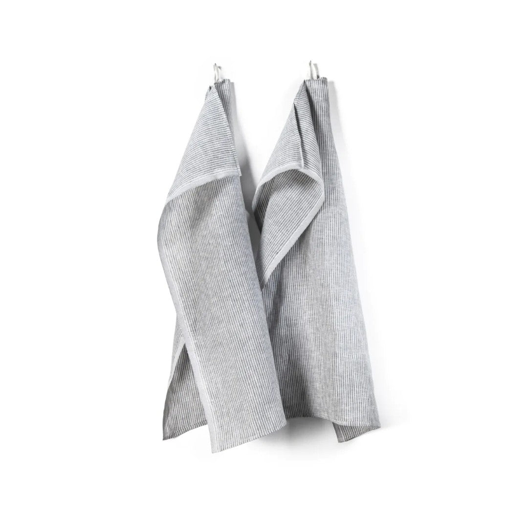 Tea Towel in Grey Pinstriped - Pack of Two