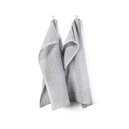 Tea Towel in Grey Pinstriped - Pack of Two