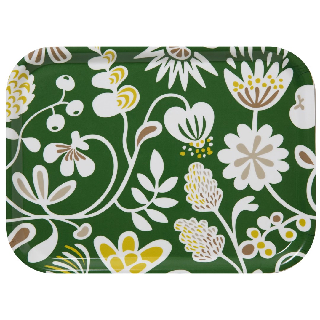 Small Green Tray with Floral Design