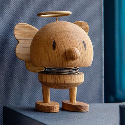 Small Angel Spring Figure in Oak