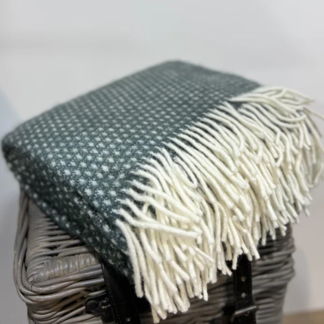 knut balsam green wool throw from klippan