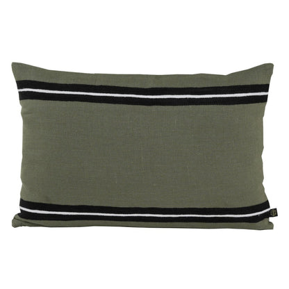Khaki Striped Linen Cushion