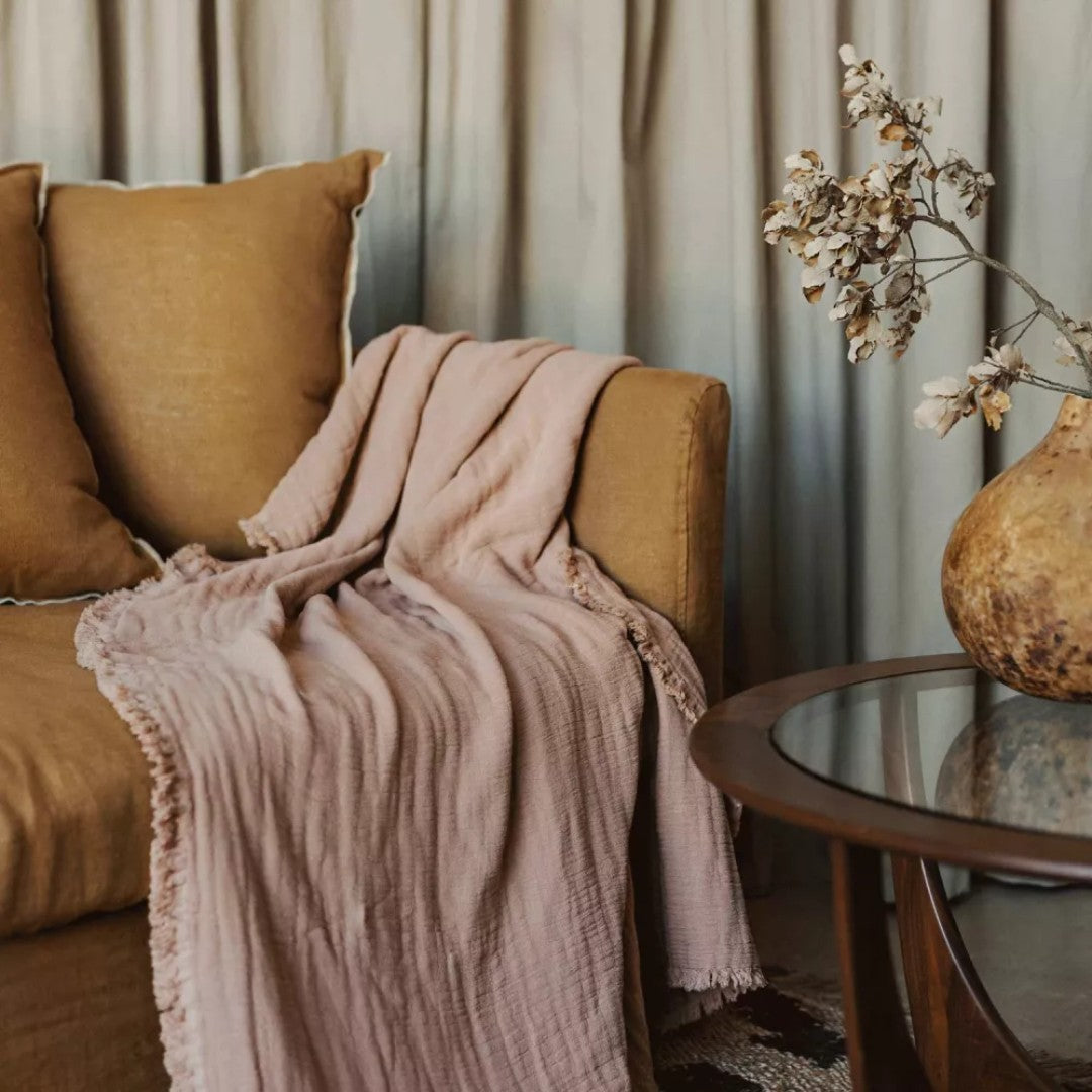 Dusty Pink Cimarron Cotton Throw