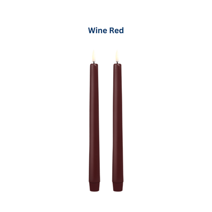 Small Smooth Slim Taper Candles 25cm in 8 Colours