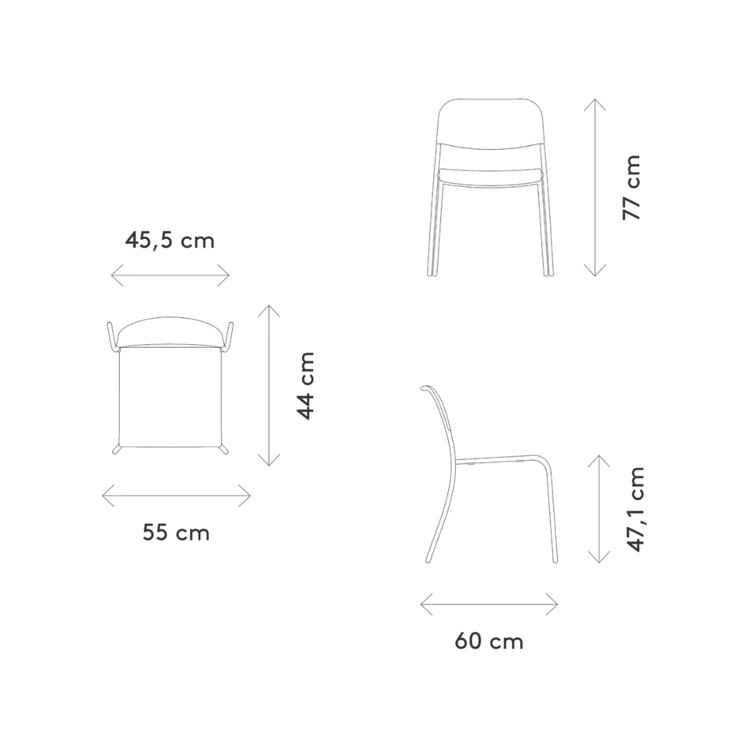 Outdoor Wire Chair Armless with Seat Rest in 2 Colours