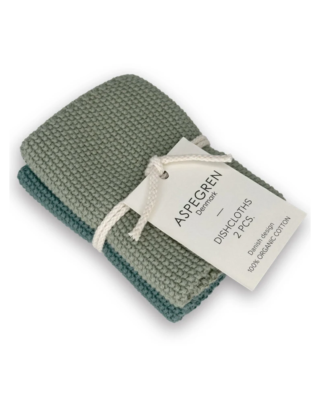 Mint Knitted Organic Cotton Dishcloth Set of 2