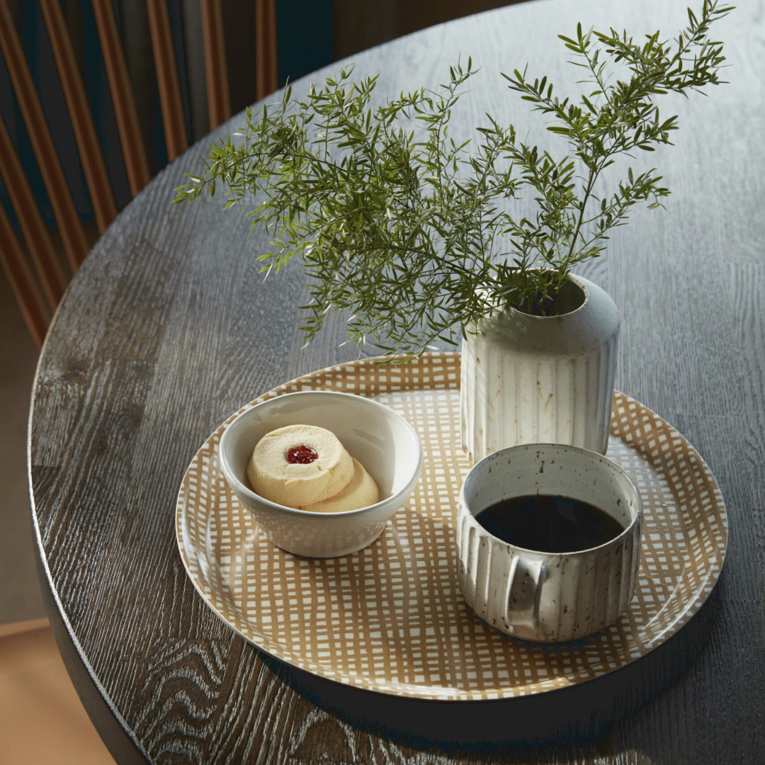 Gingham Round Tray in 3 Colours