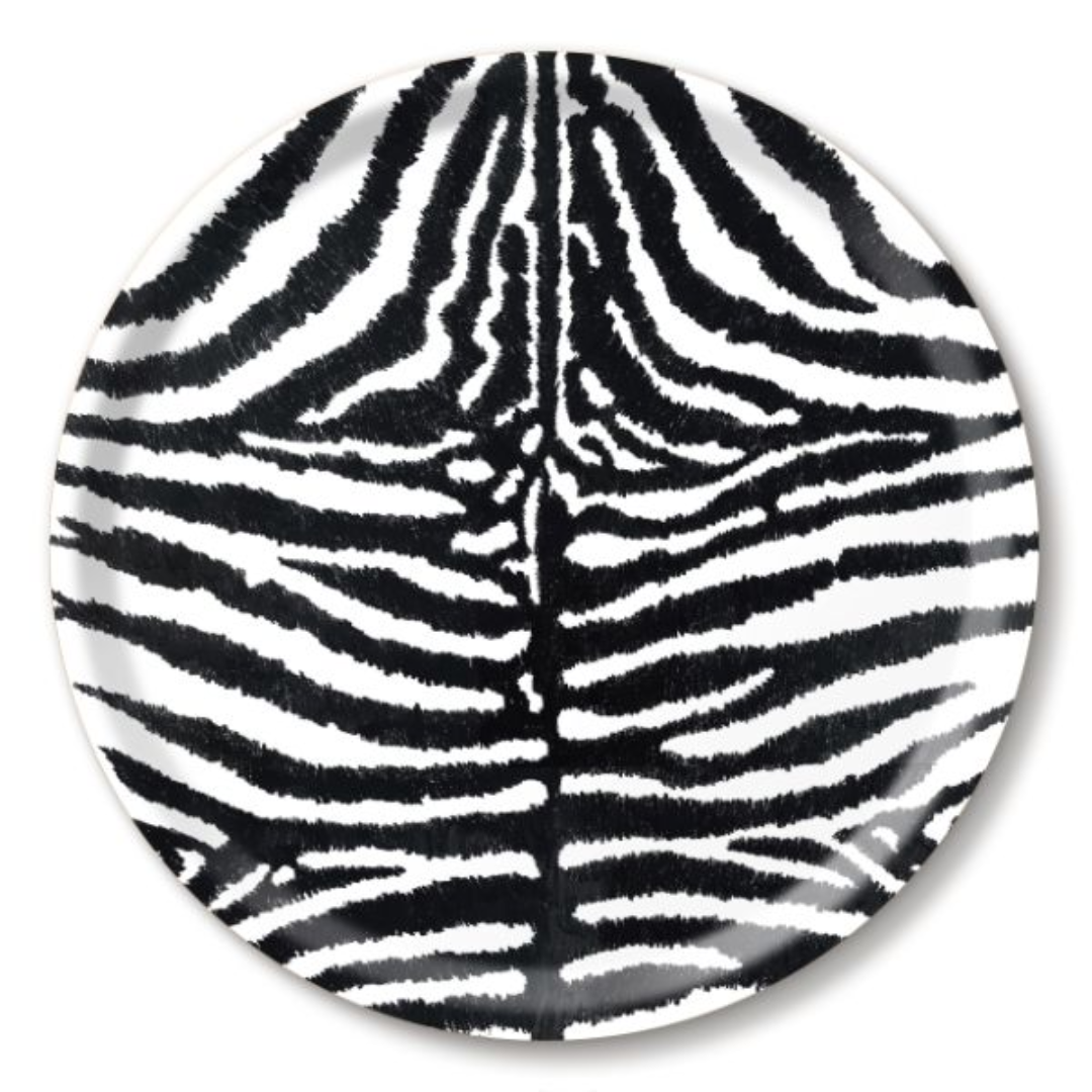 Black Zebra Round Tray in 2 Sizes