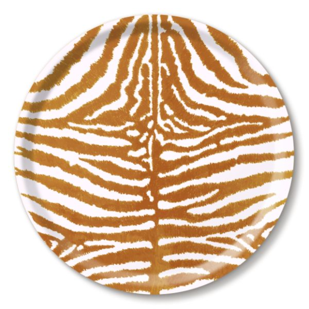 Tan Zebra Round Tray in 2 Sizes