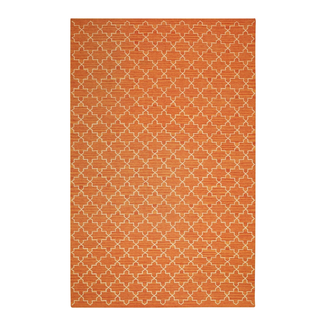 Geometric Rug in Orange &amp; White