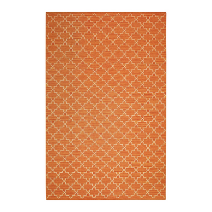 Geometric Rug in Orange &amp; White