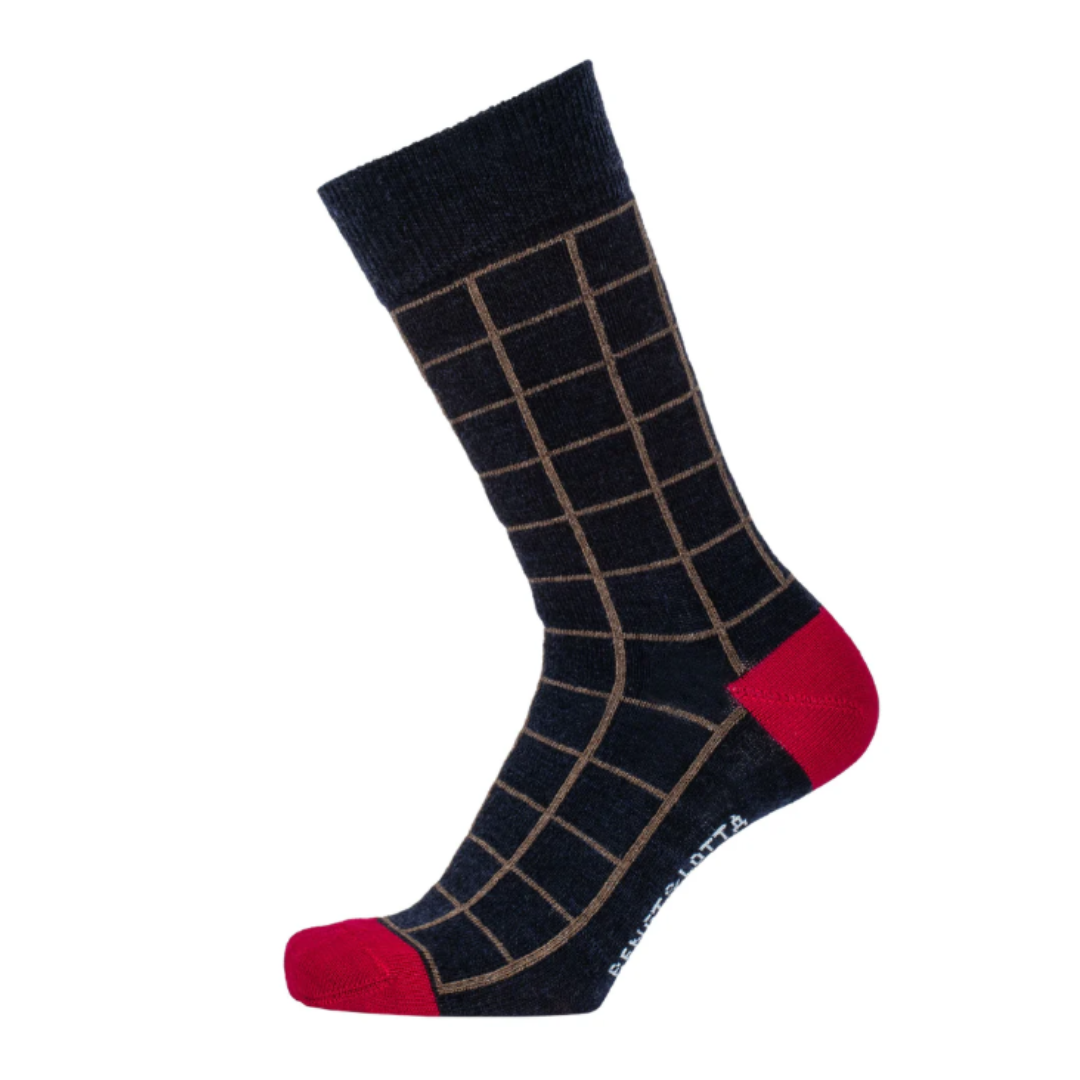 Dark Navy Grid Socks in 2 Sizes