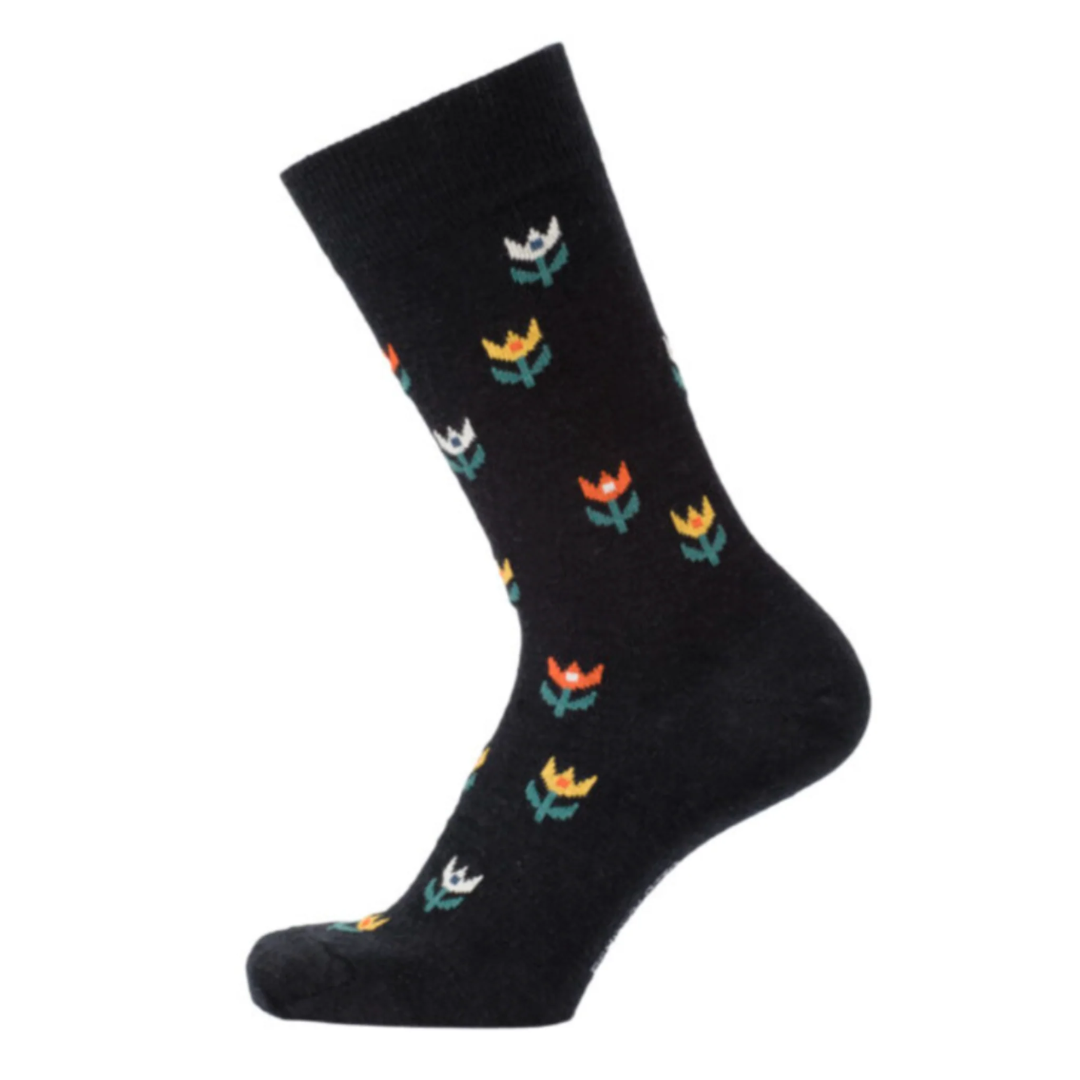 Black Tulip Socks in 2 Sizes