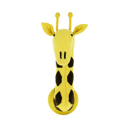 Bright Yellow &amp; Black Felt Giraffe Head in 2 Sizes