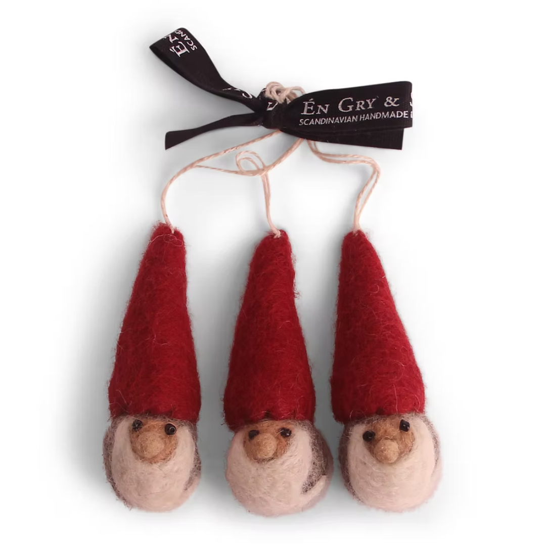Set of 3 Hanging Felt Gnomes
