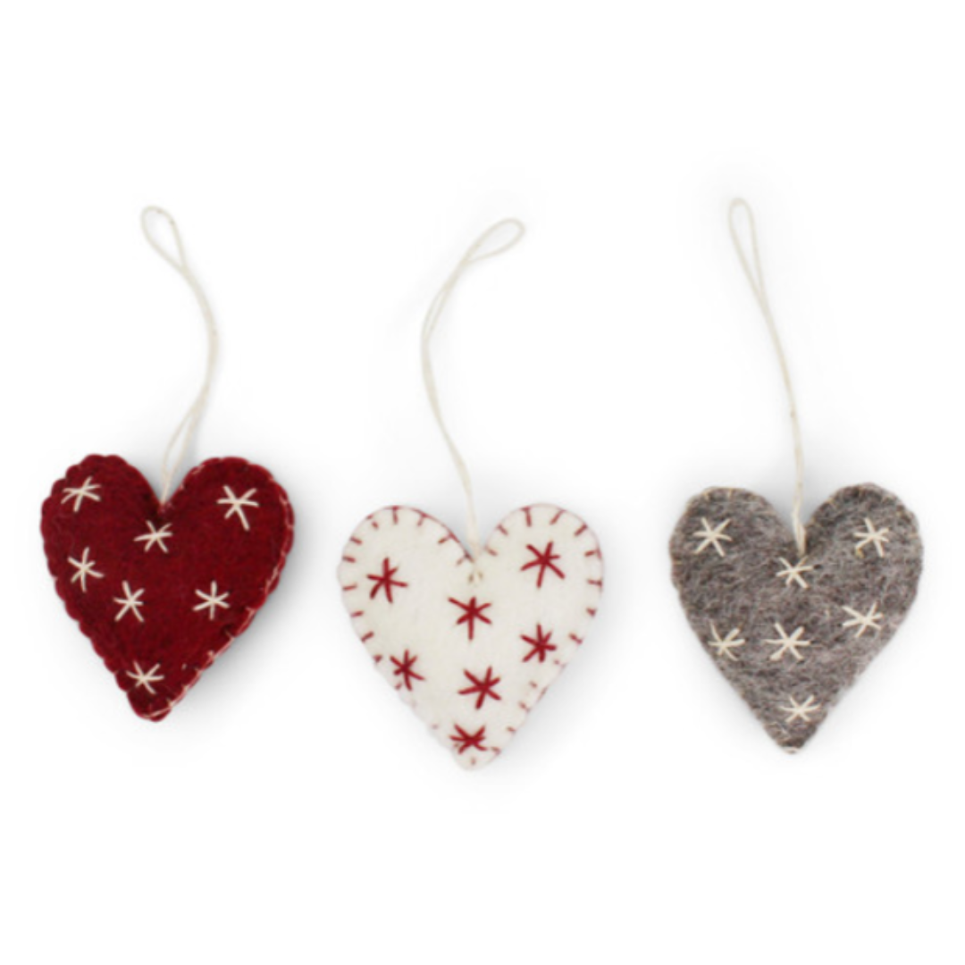 Set of 3 Hanging Hearts with Stars