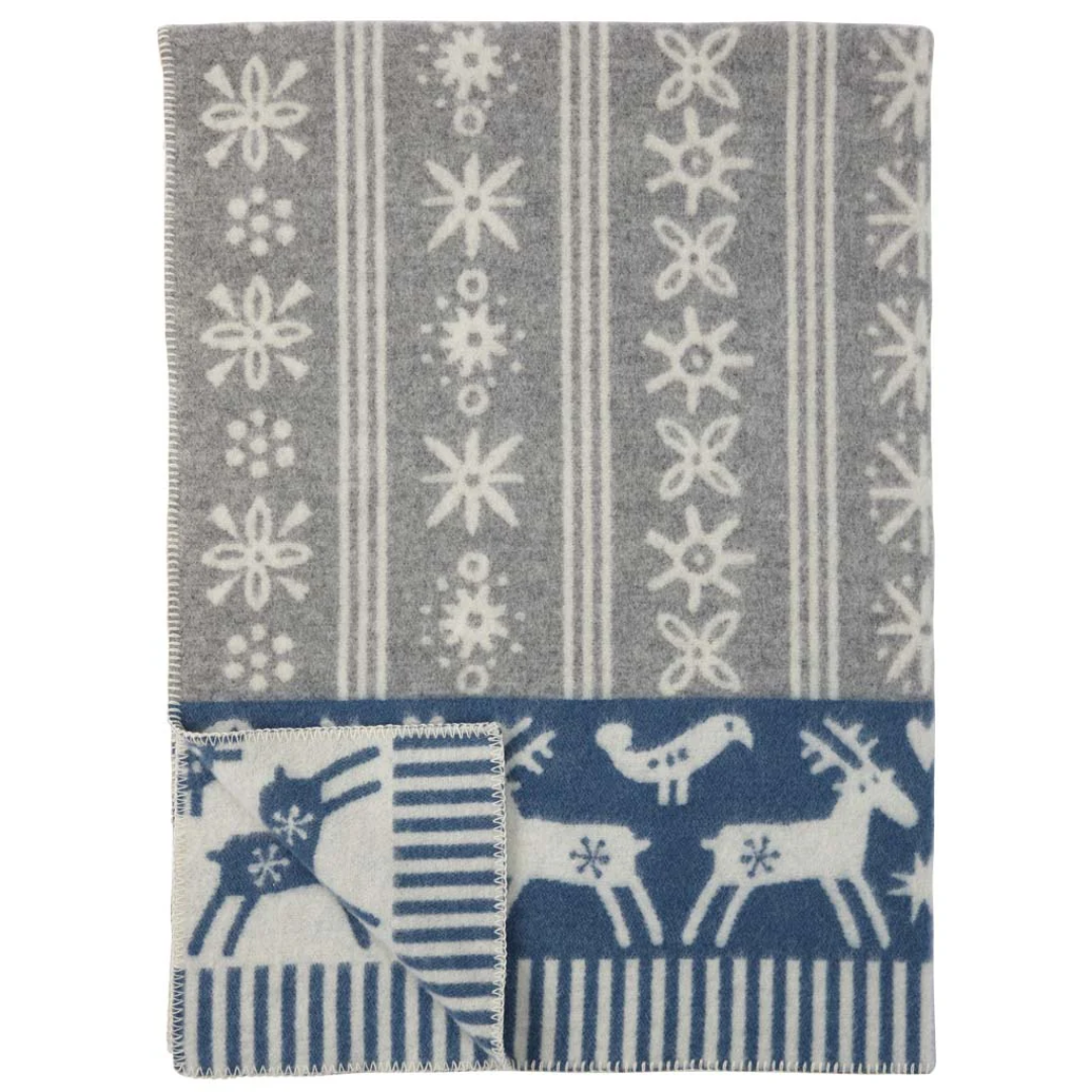 Lapland Throw Grey with Blue Trim