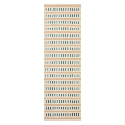 Heaven Blue &amp; Light Beige Railway Rug in 3 Sizes