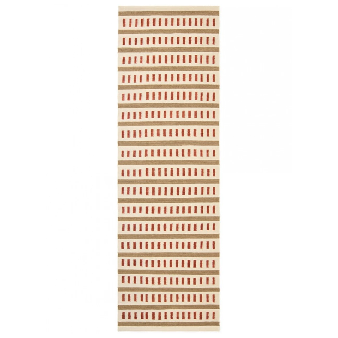 Rust &amp; Beige Railway Rug in 3 Sizes