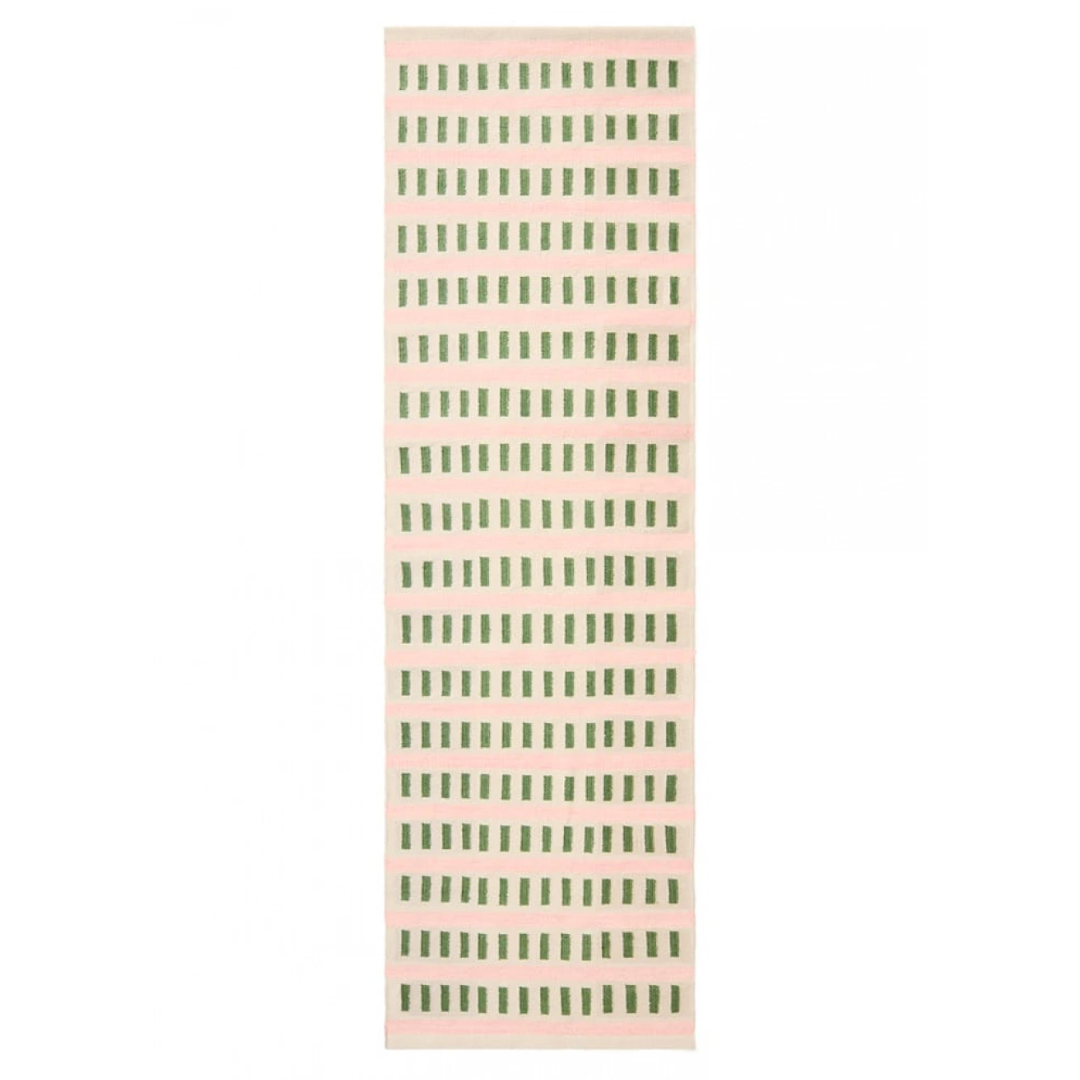 Cactus &amp; Dusty Pink Railway Rug in 3 Sizes